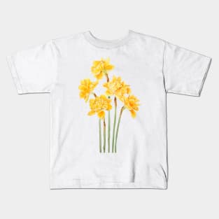 golden daffodils flowers watercolor Kids T-Shirt